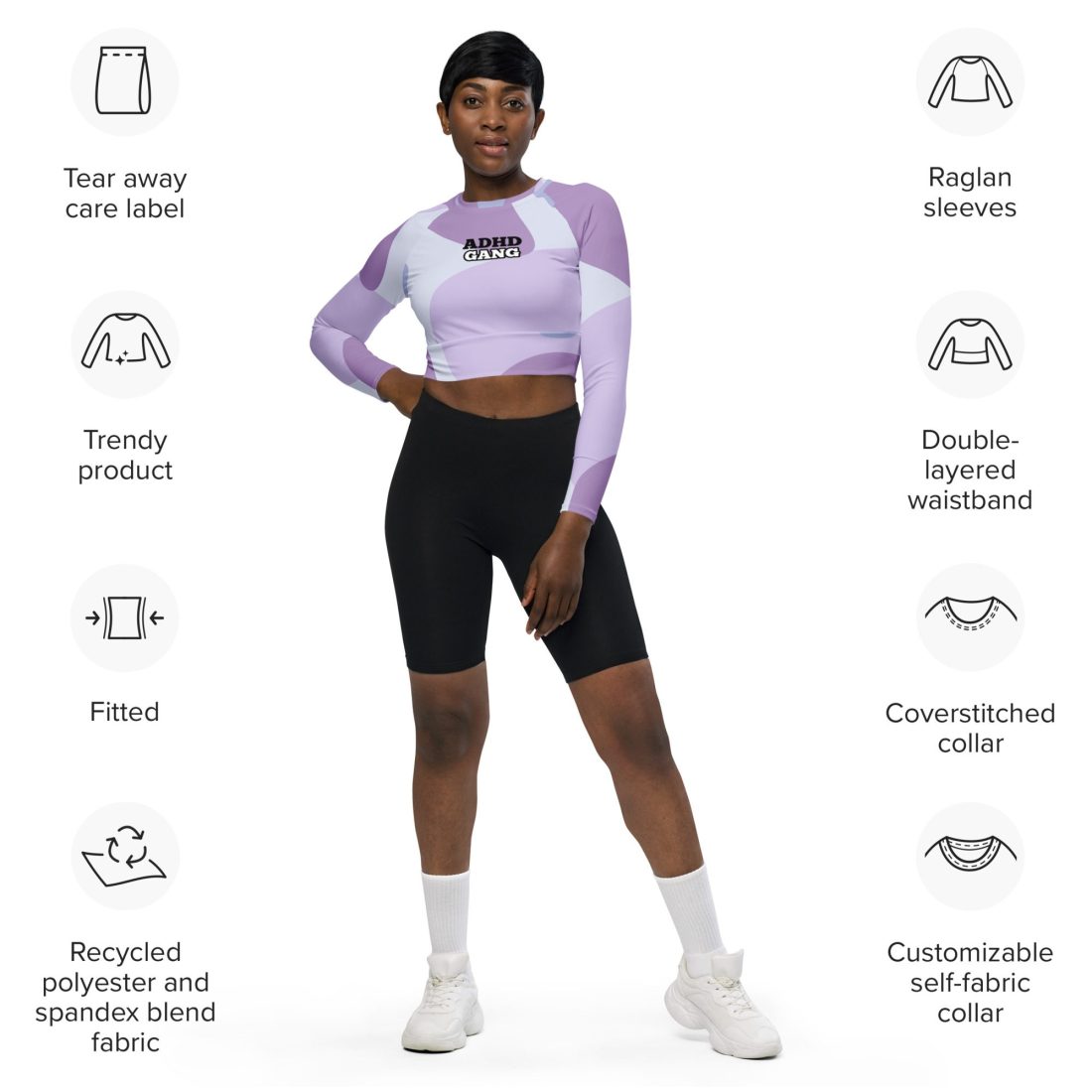 ADHD Gang Recycled Long-sleeve Crop Top
