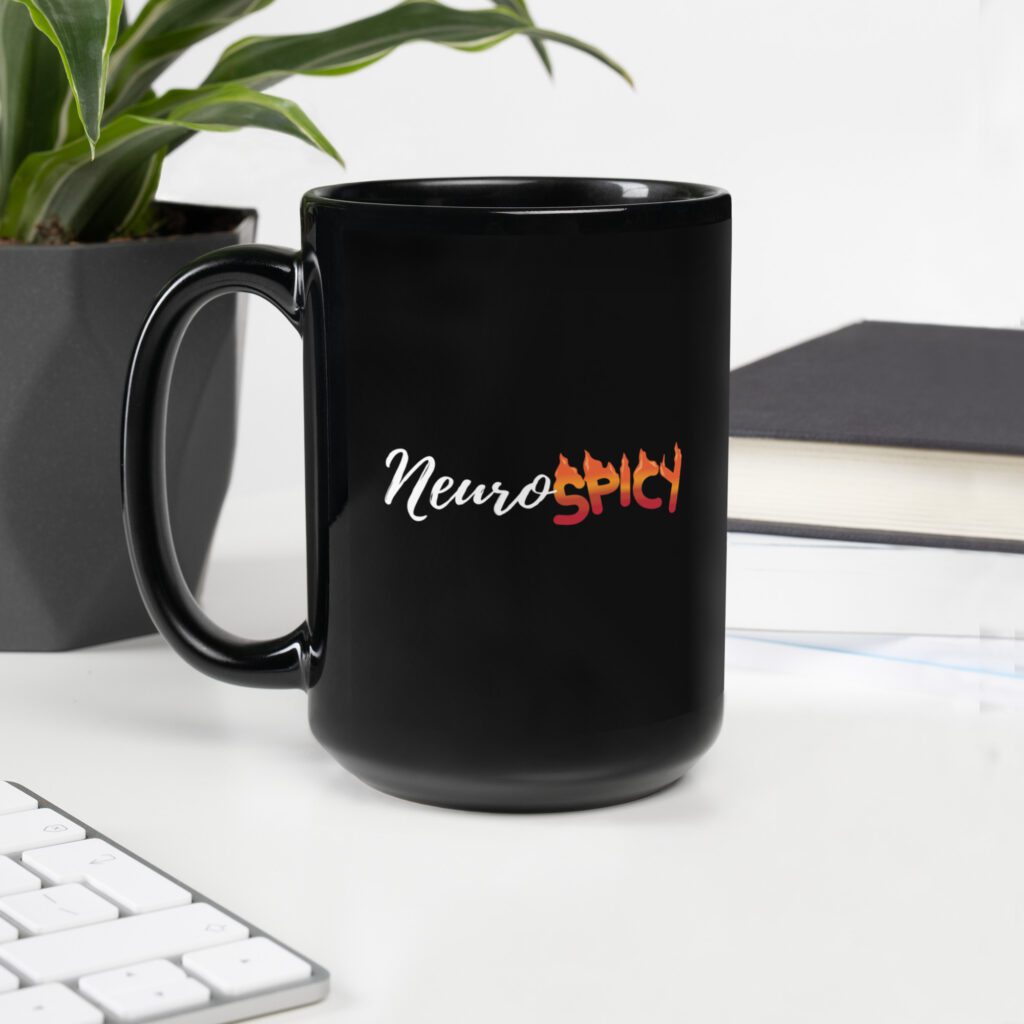 Neurospicy Autism ADHD Awareness Black Mug