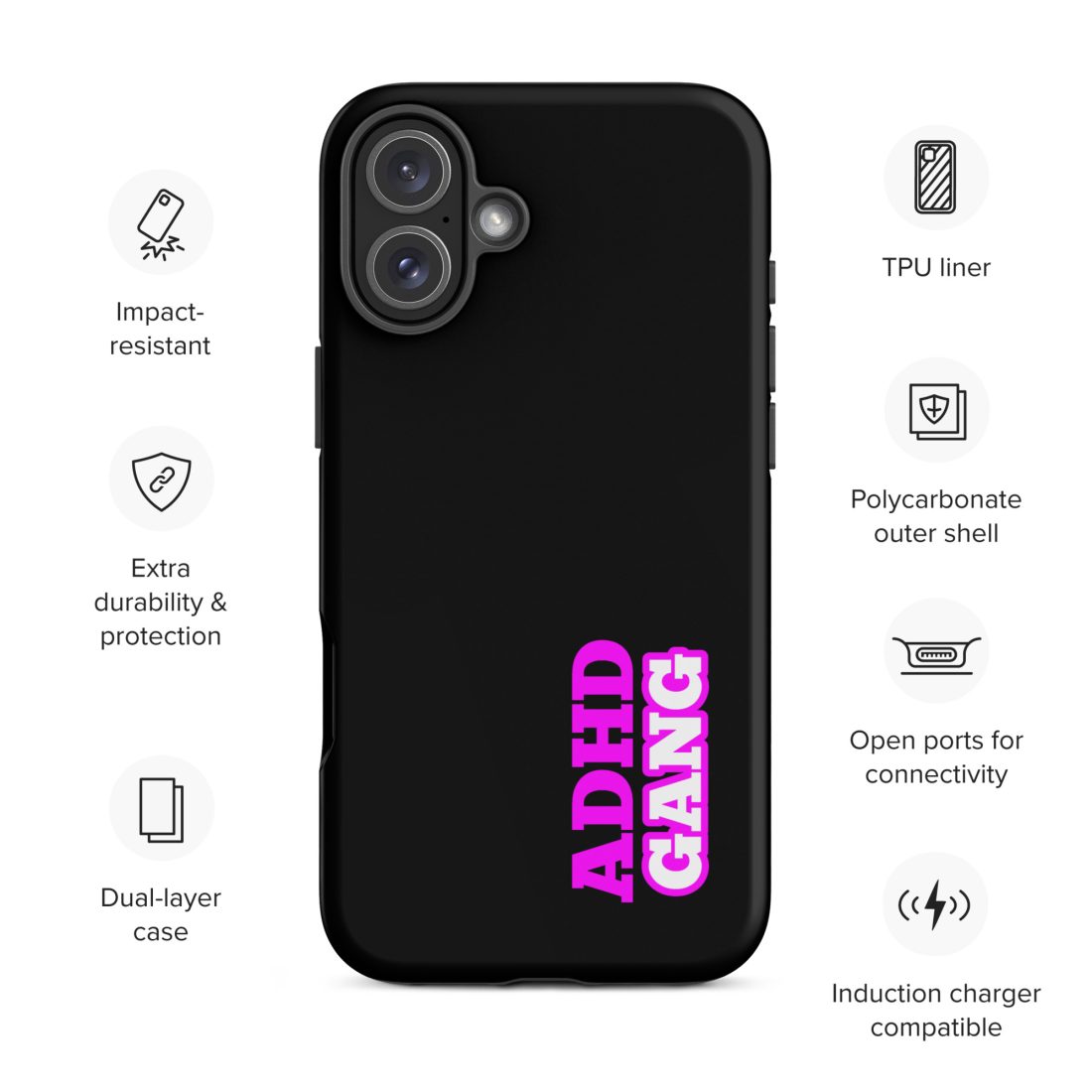 ADHD Gang Black/Neon iPhone Case