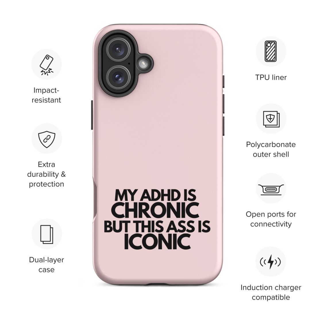 My ADHD Is Chronic But This Ass Is Iconic iPhone Case